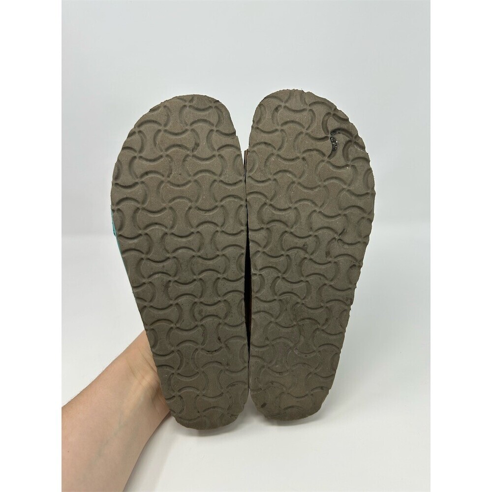 NAOT Slide Sandals Teal Blue Two Strap Cork Footbed Buckle Comfort Size 39 - Picture 8 of 10